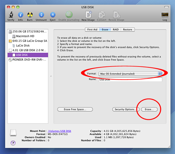 formatting a usb d4ive in mac for windwos